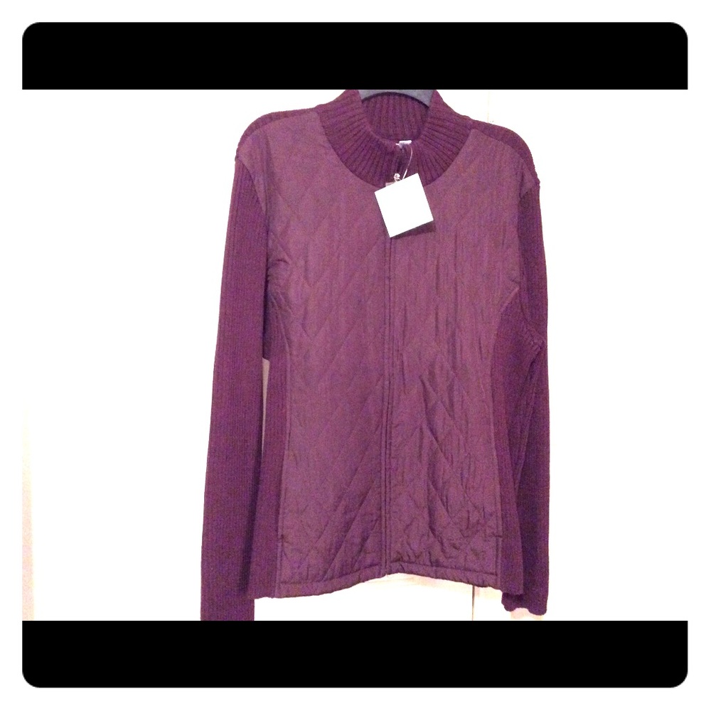 New Croft & Barrow L purple zip fitted cardigan